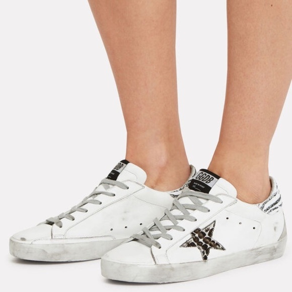 Golden Goose Superstar Low Top White Leather Sneakers Leopard Zebra Hair 36 6 - Picture 9 of 9